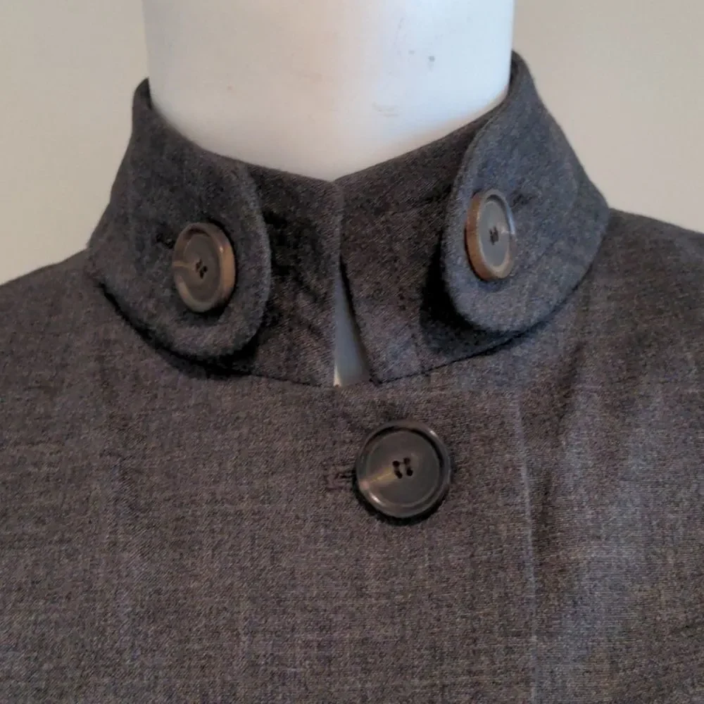 Akris Blazer Charcoal Gray Wool Zipper Pockets Size 8 - Picture 2 of 8